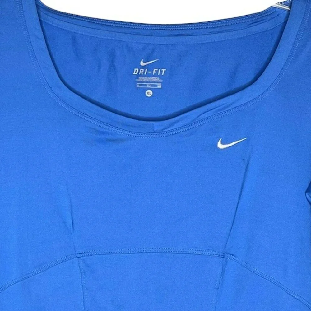 Nike Tennis Dri-Fit 3/4 Sleeve Stretch Top - Cerulean Blue - XL